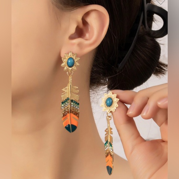 Feather drop earrings - Picture 2 of 4